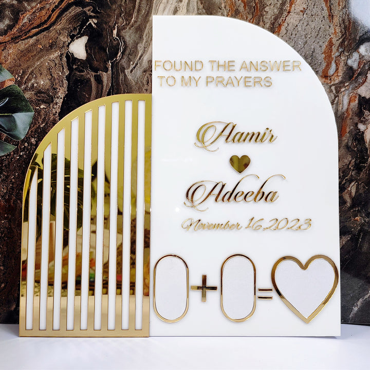 Buy / Order Unique shaped acrylic nikaah thumb print board | couple thumb print board online in India. And get delivered pan India near me. Order all resin and acrylic handmade art pieces from https://www.thewalloffaith.com/ the official website of wall of faith. Nikaah thumb print board can be used during nikaah or marriage functions / ceremony. Enhance your marriage celebration with our couple thumb print board. Best gift for marriage, engagement, valentines, couples